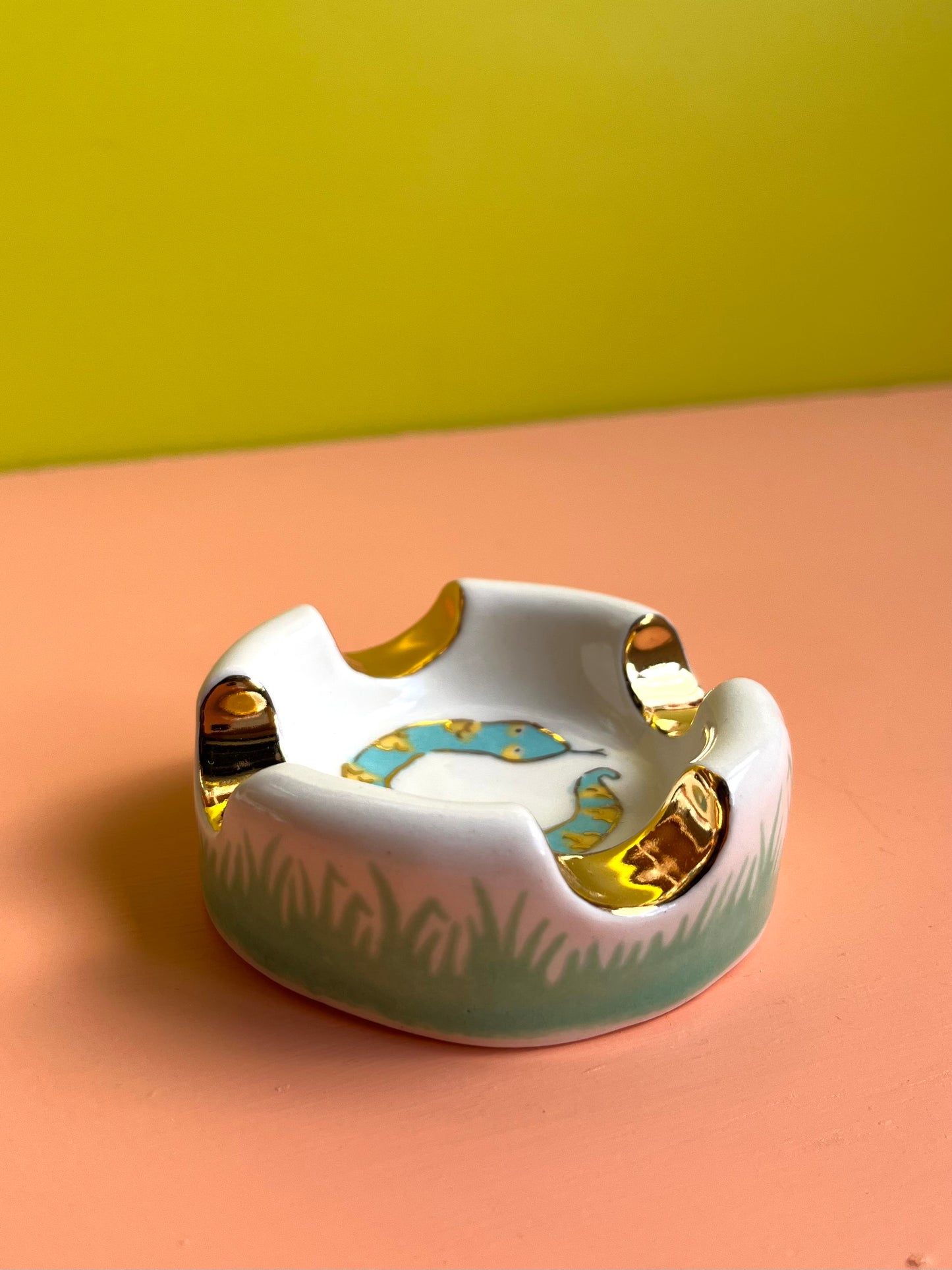 Snake Ashtray & Cigarillo Set - blue snake